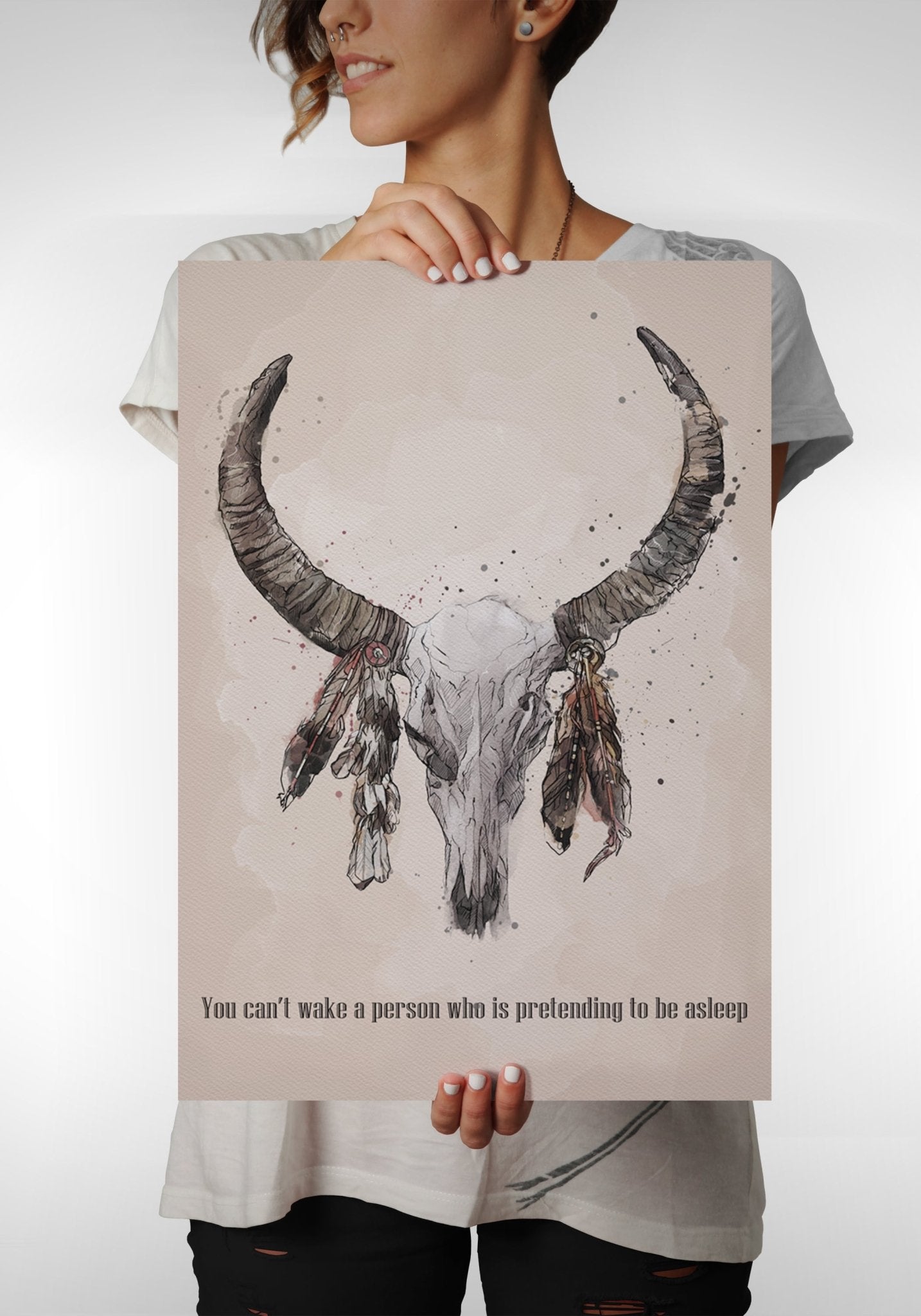 Motivational Quote Native American Buffalo Skull - Sharpstrokez
