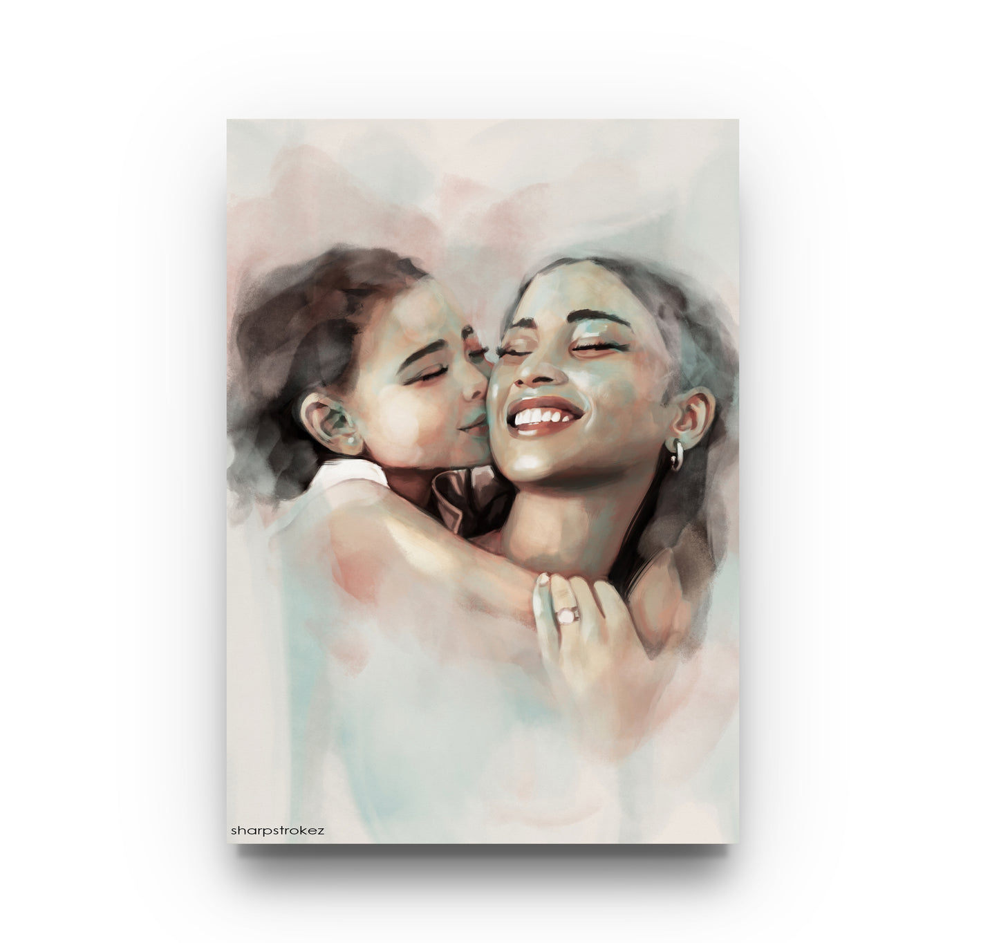 Personalised Gouache Portrait - Mum&Daughter