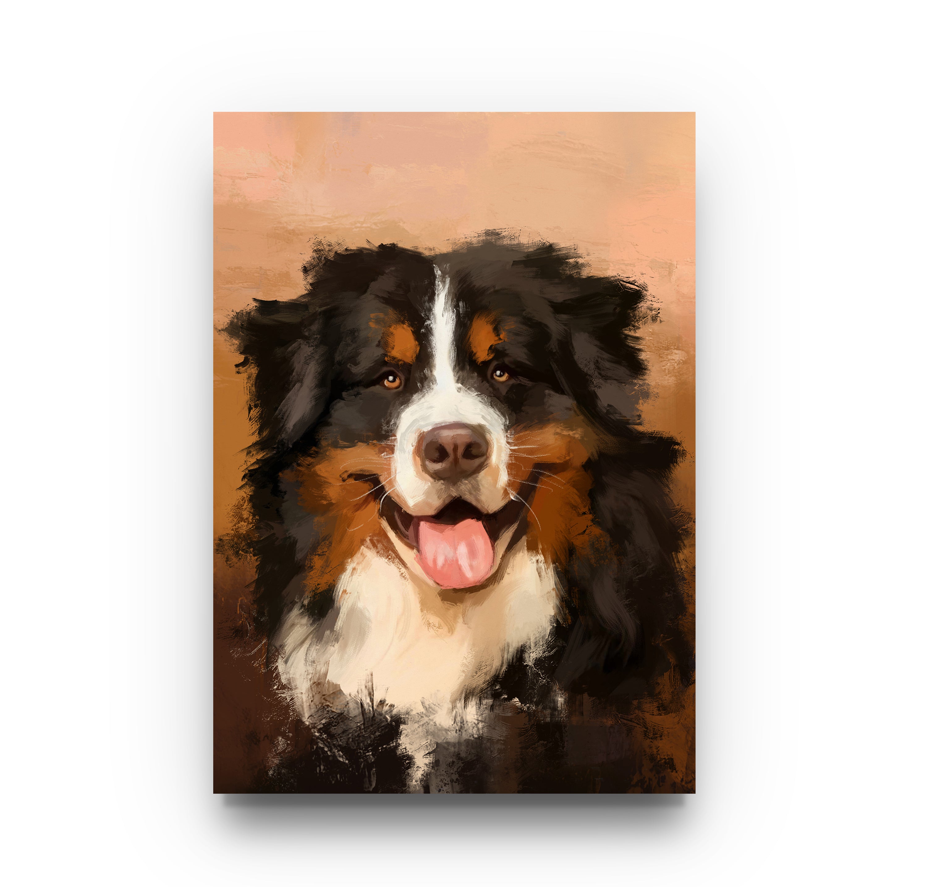 Personalised  Gouache Pet Portrait - Head Coloured Background