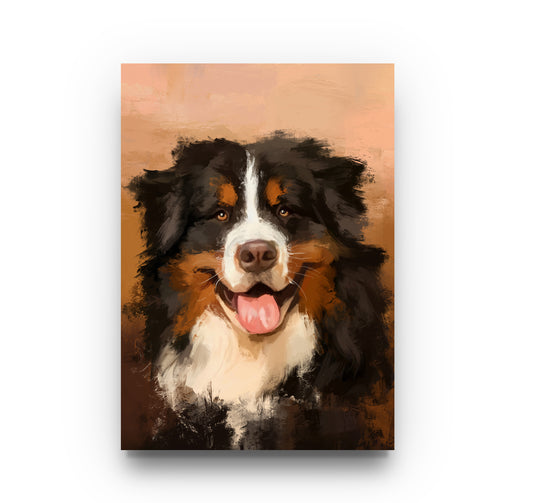 Personalised  Gouache Pet Portrait - Head Coloured Background