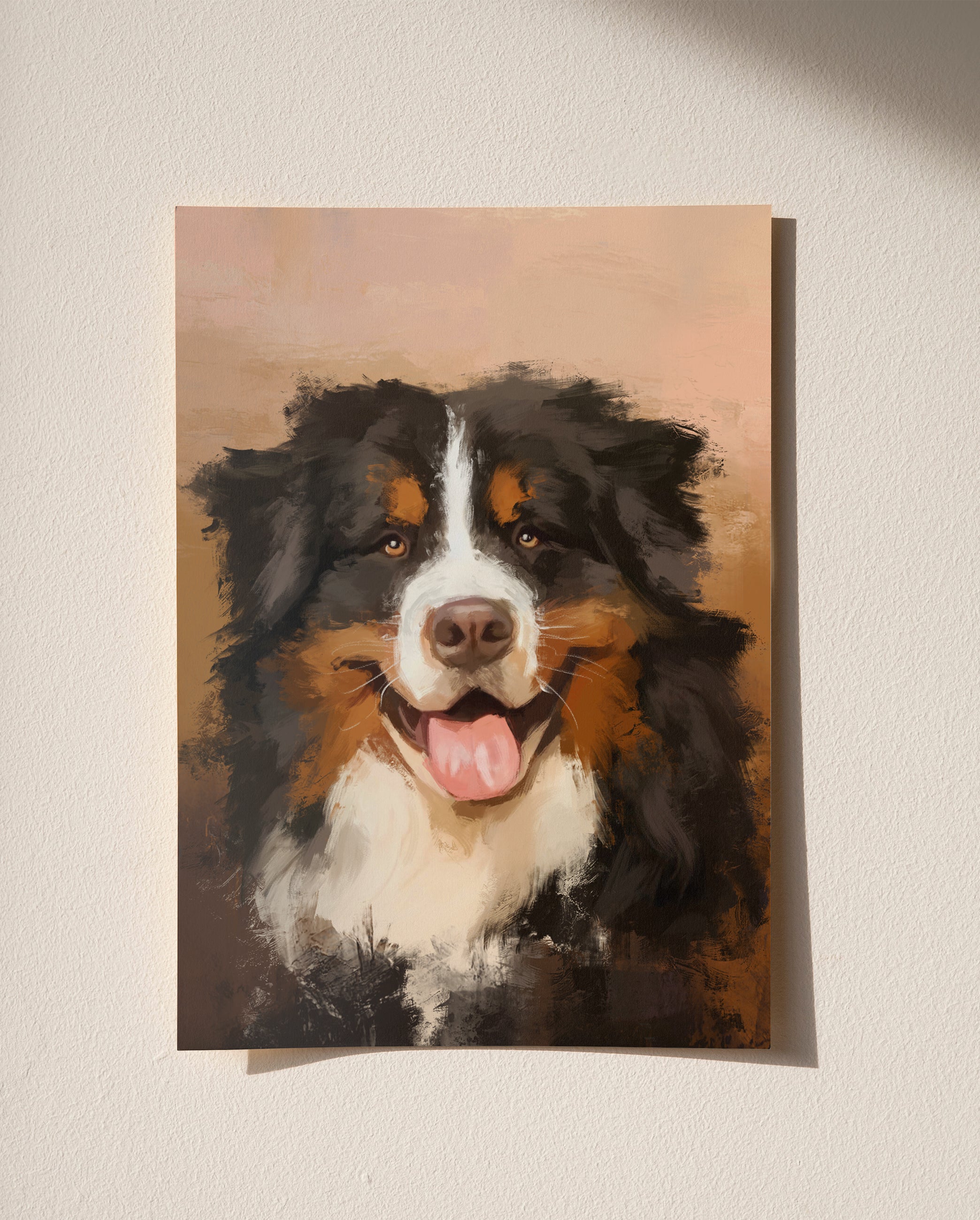 Personalised  Gouache Pet Portrait - Head Coloured Background