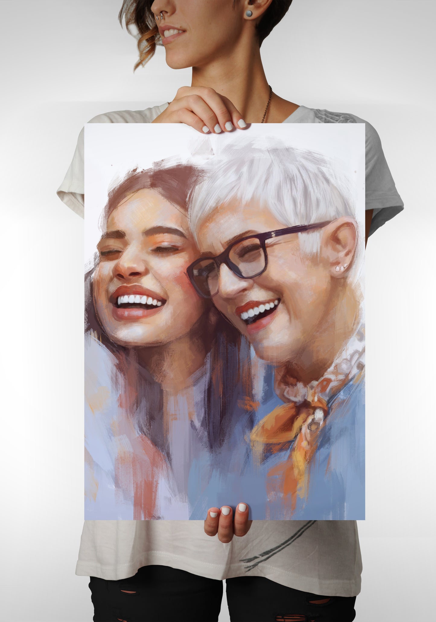 Personalised Gouache Portrait - Mum&Daughter