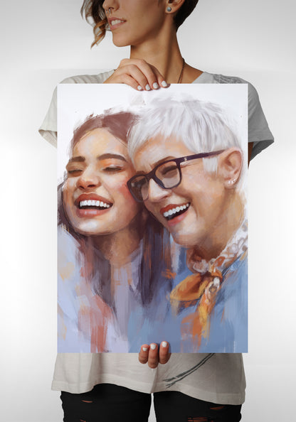 Personalised Gouache Portrait - Mum&Daughter