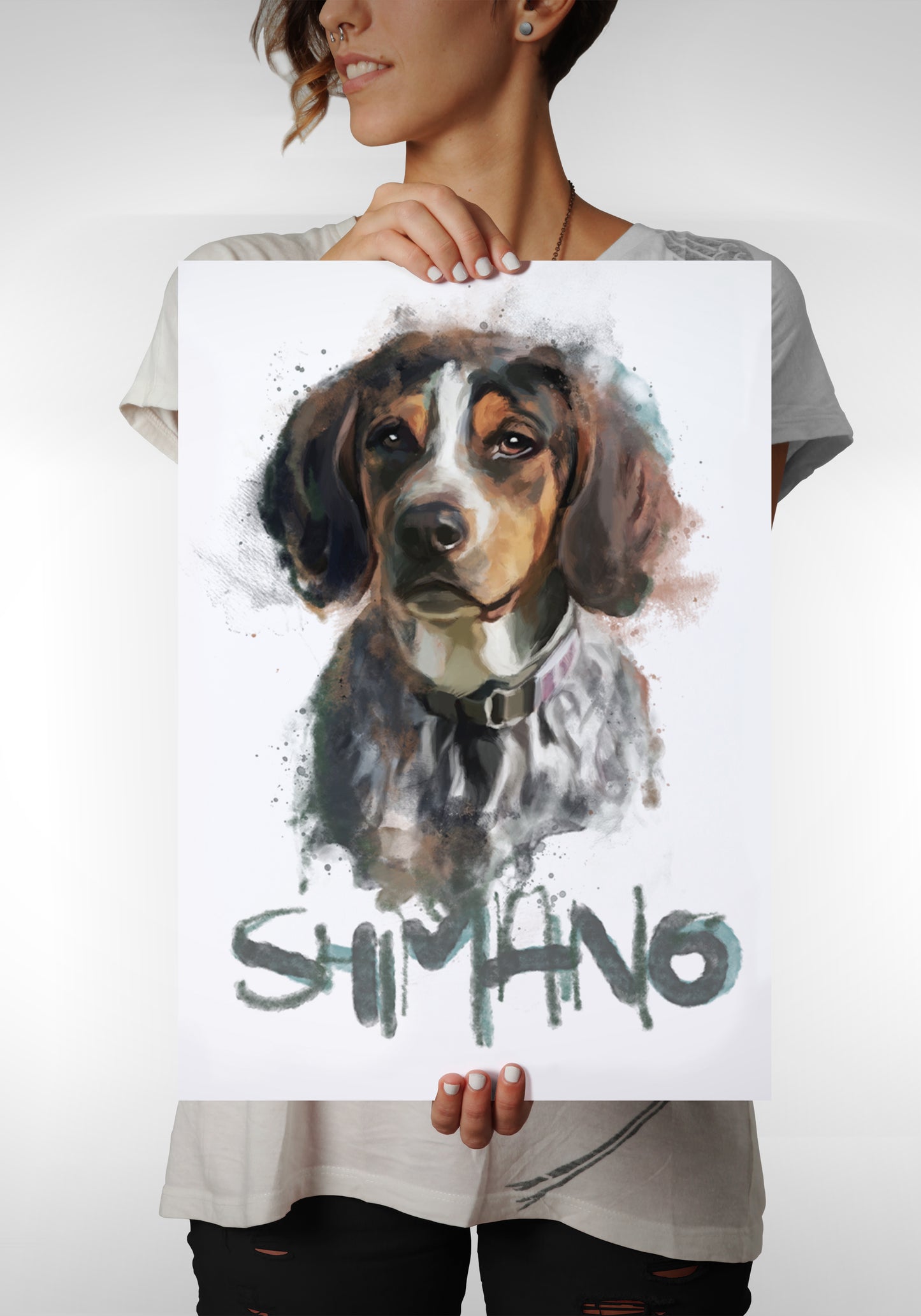 Personalised Gouache Pet Portrait with Name