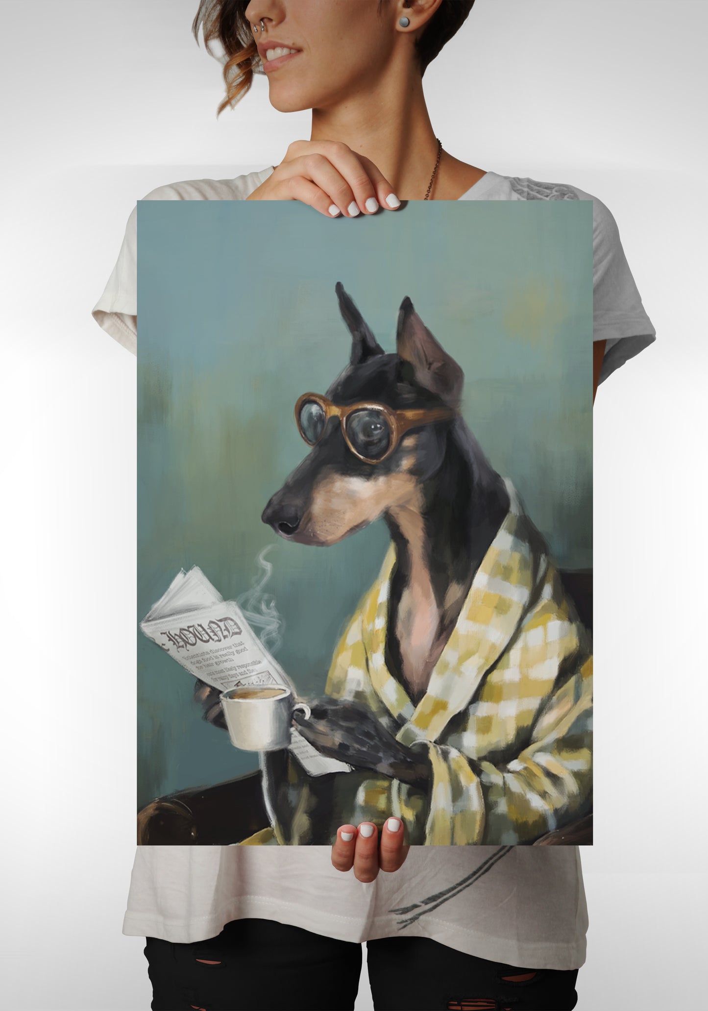 Morning Dog With a Newspaper