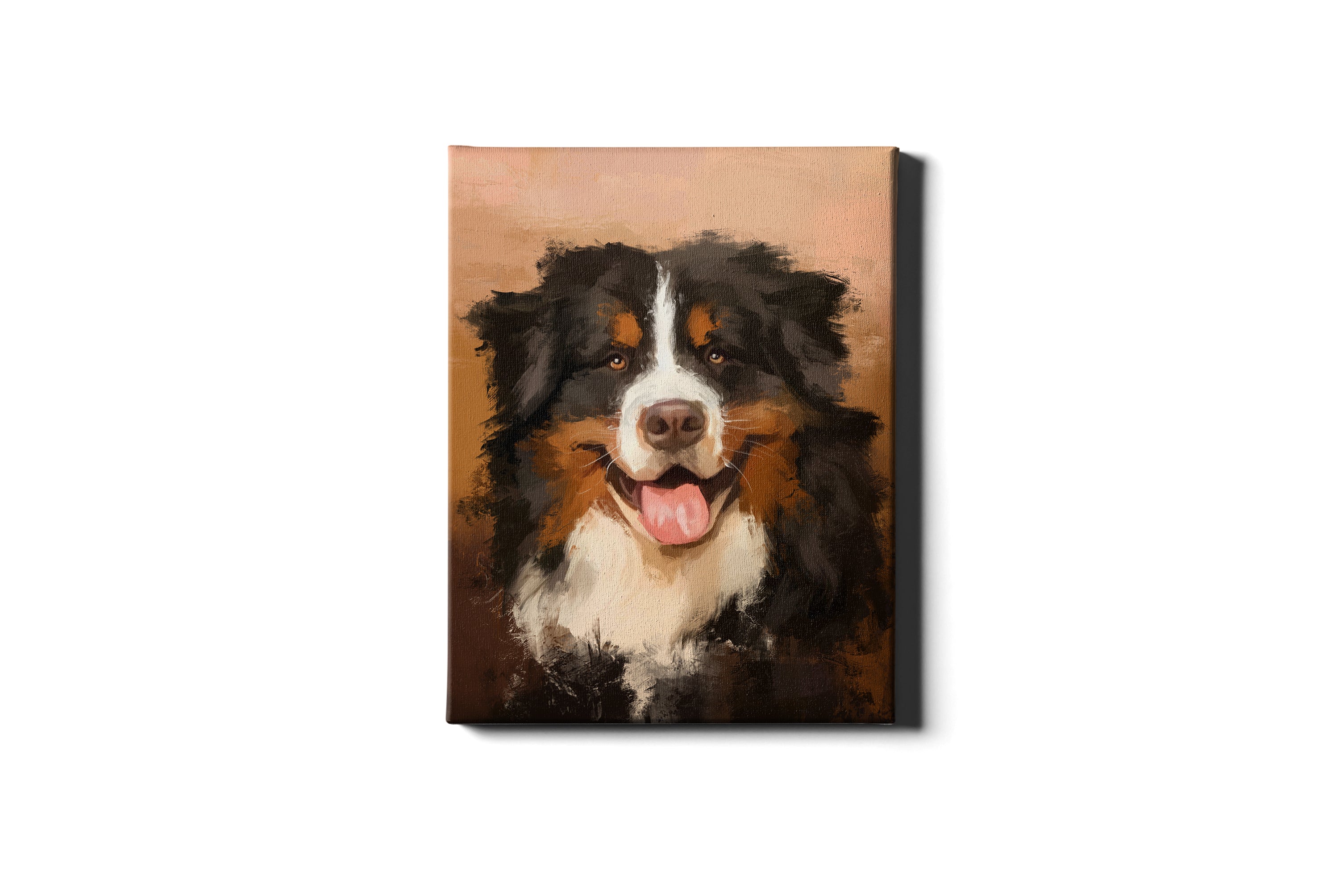 Personalised  Gouache Pet Portrait - Head Coloured Background