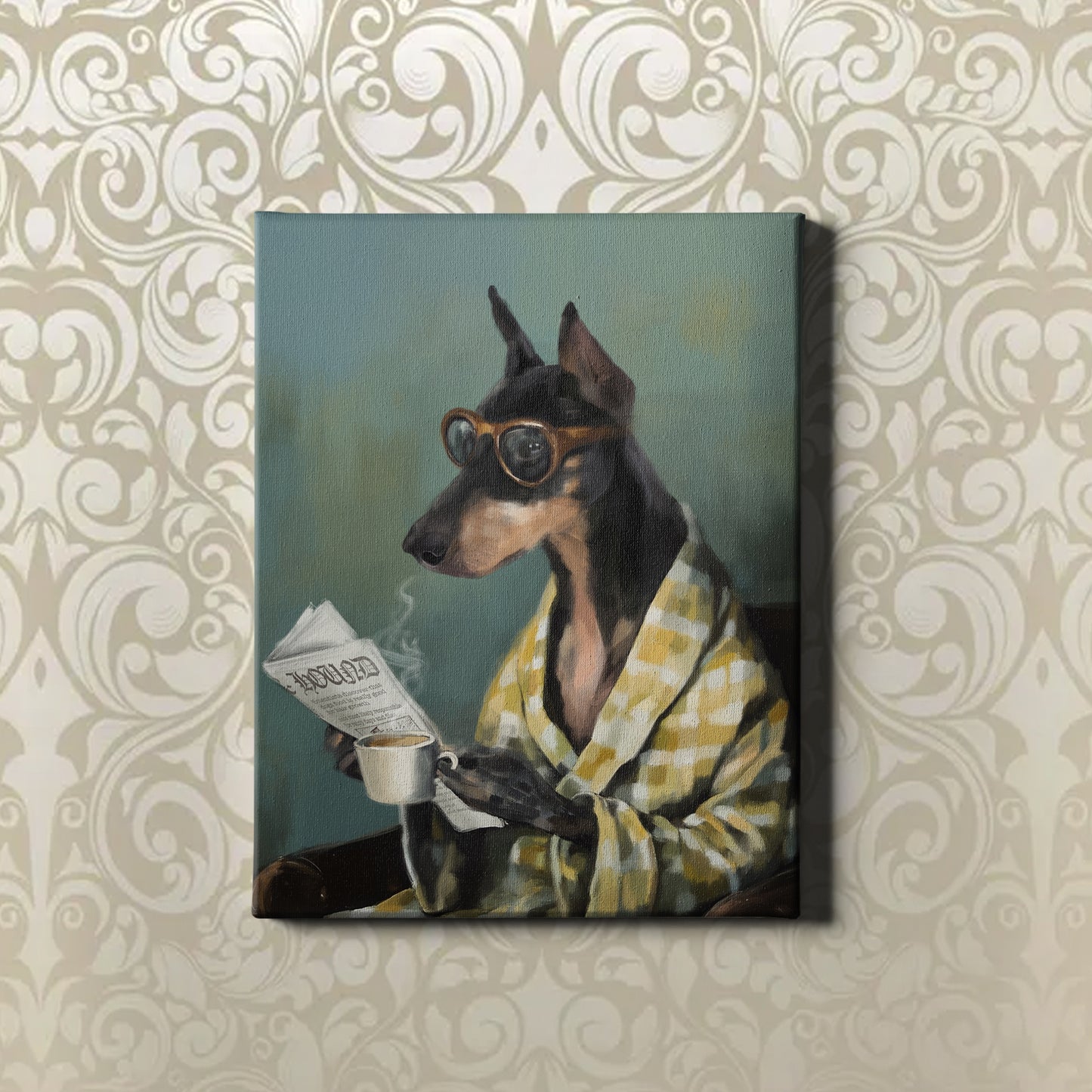 Morning Dog With a Newspaper