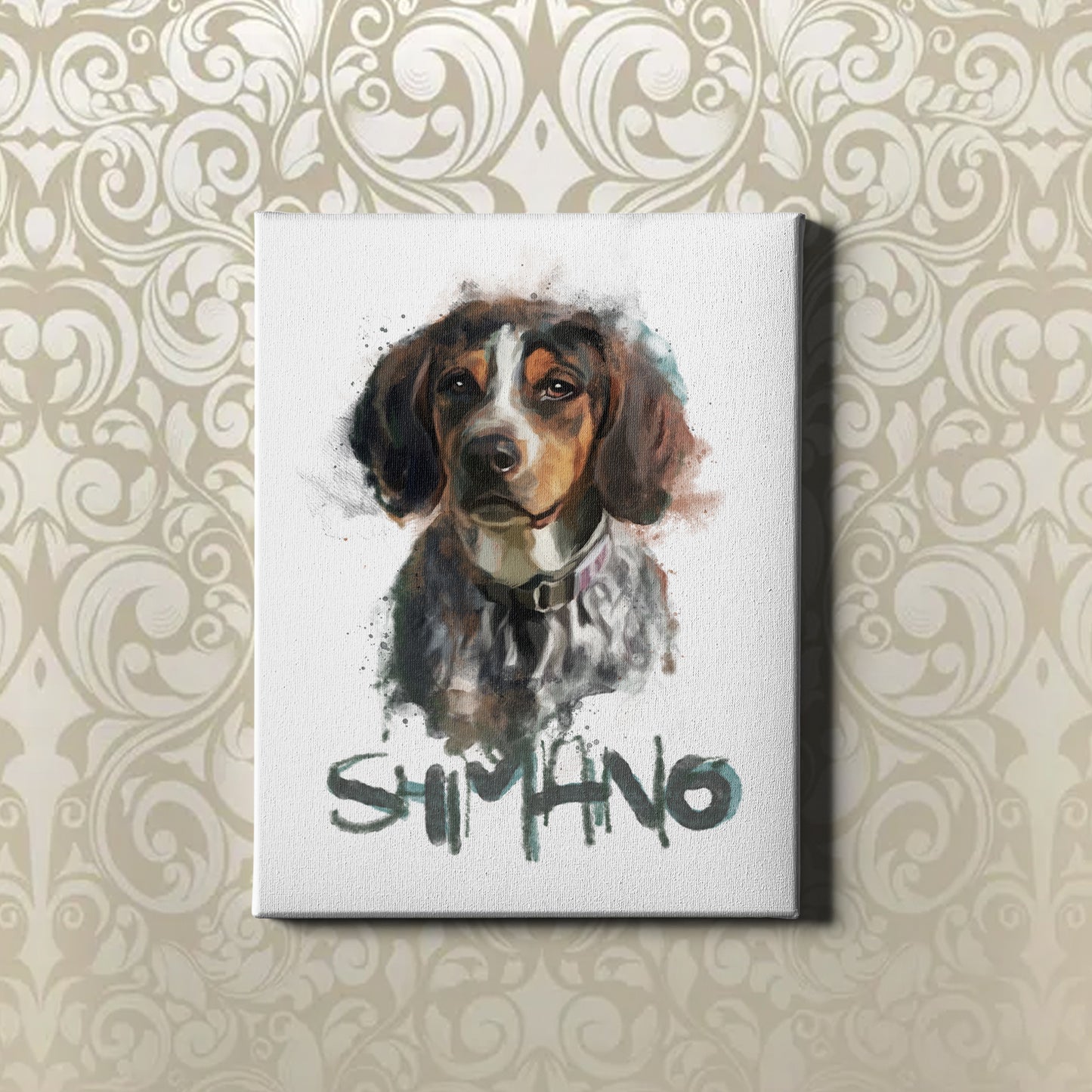 Personalised Gouache Pet Portrait with Name
