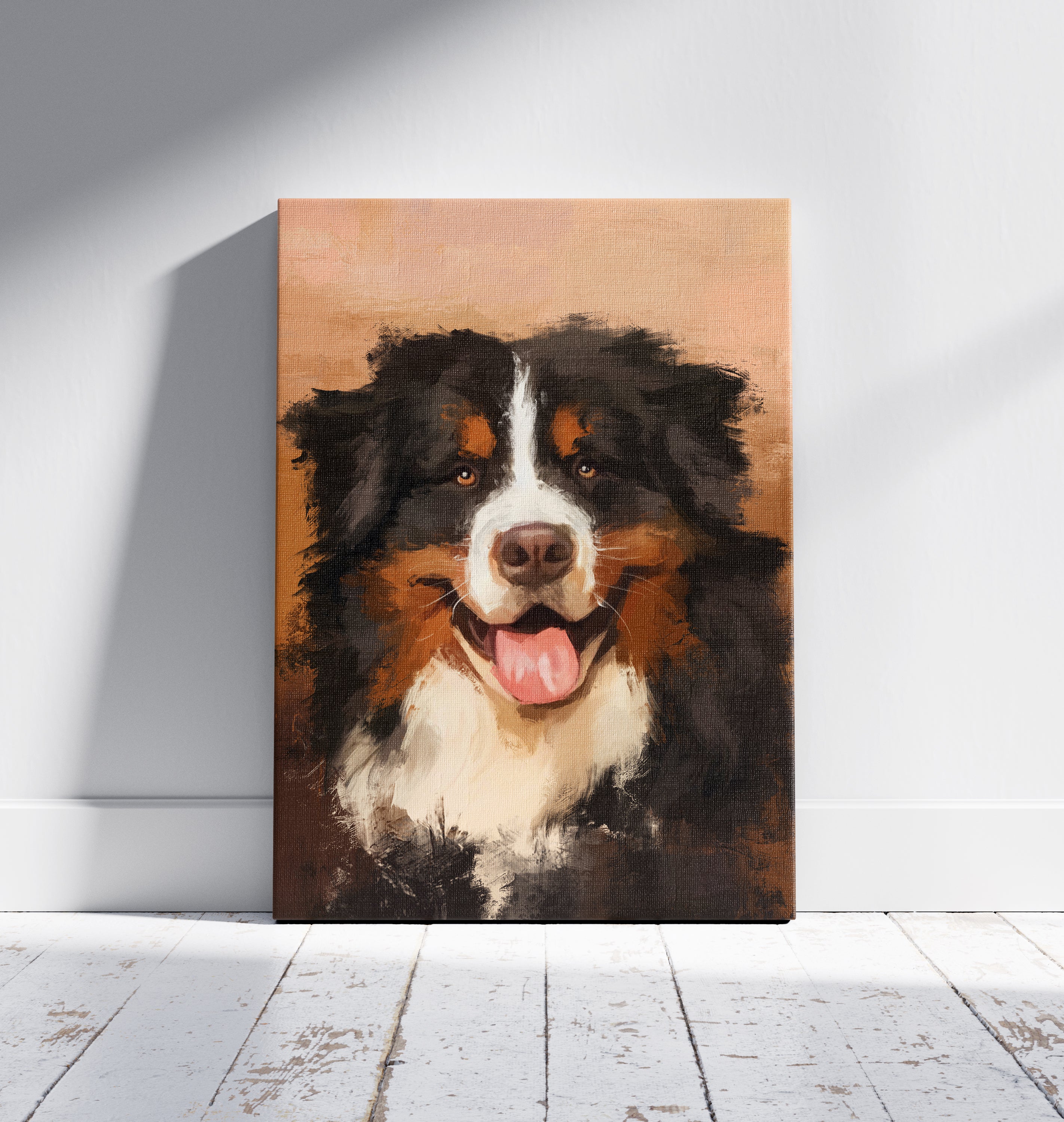 Personalised  Gouache Pet Portrait - Head Coloured Background