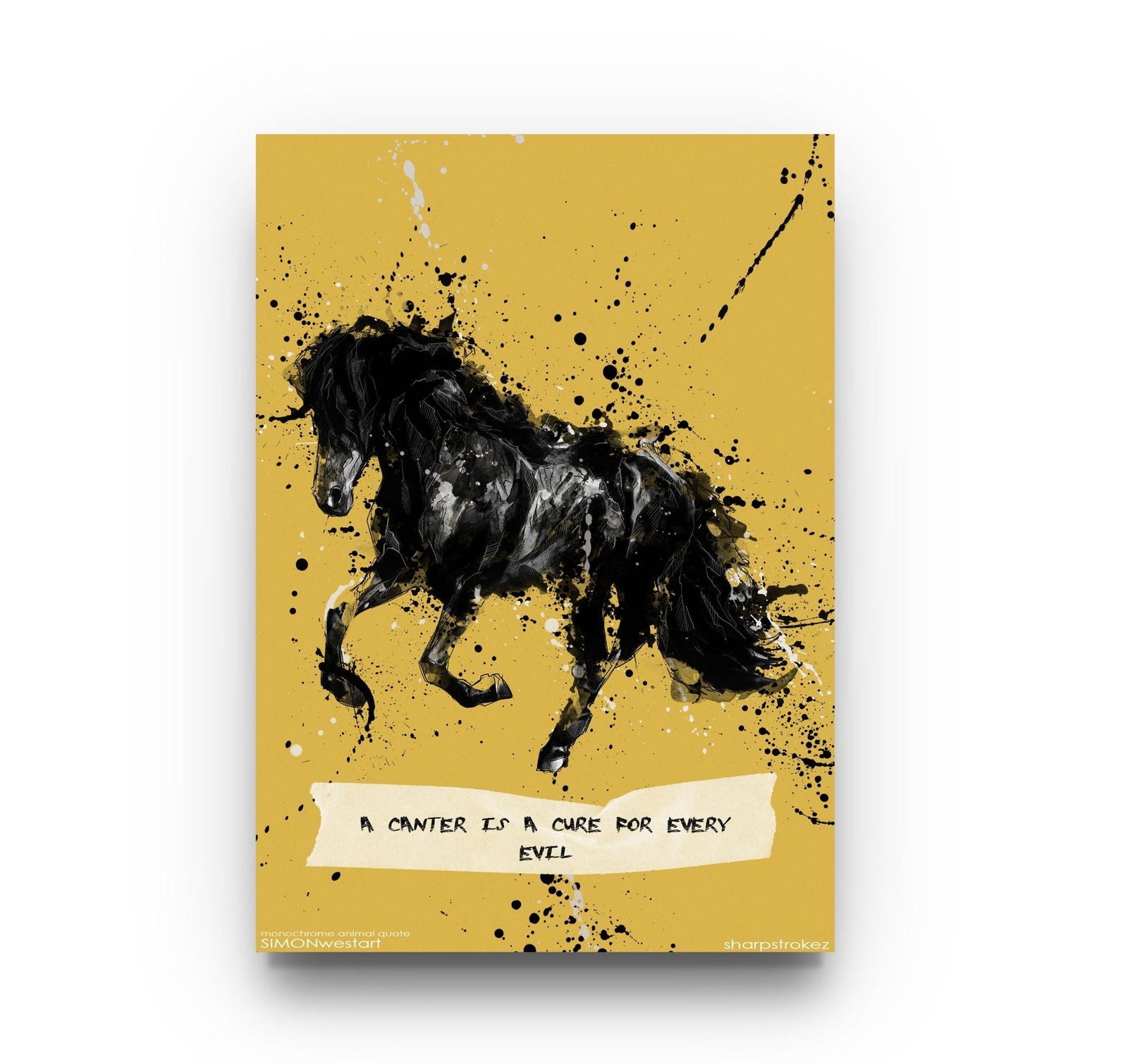 Inspirational Quote Monochromatic Horse Art - Sharpstrokez