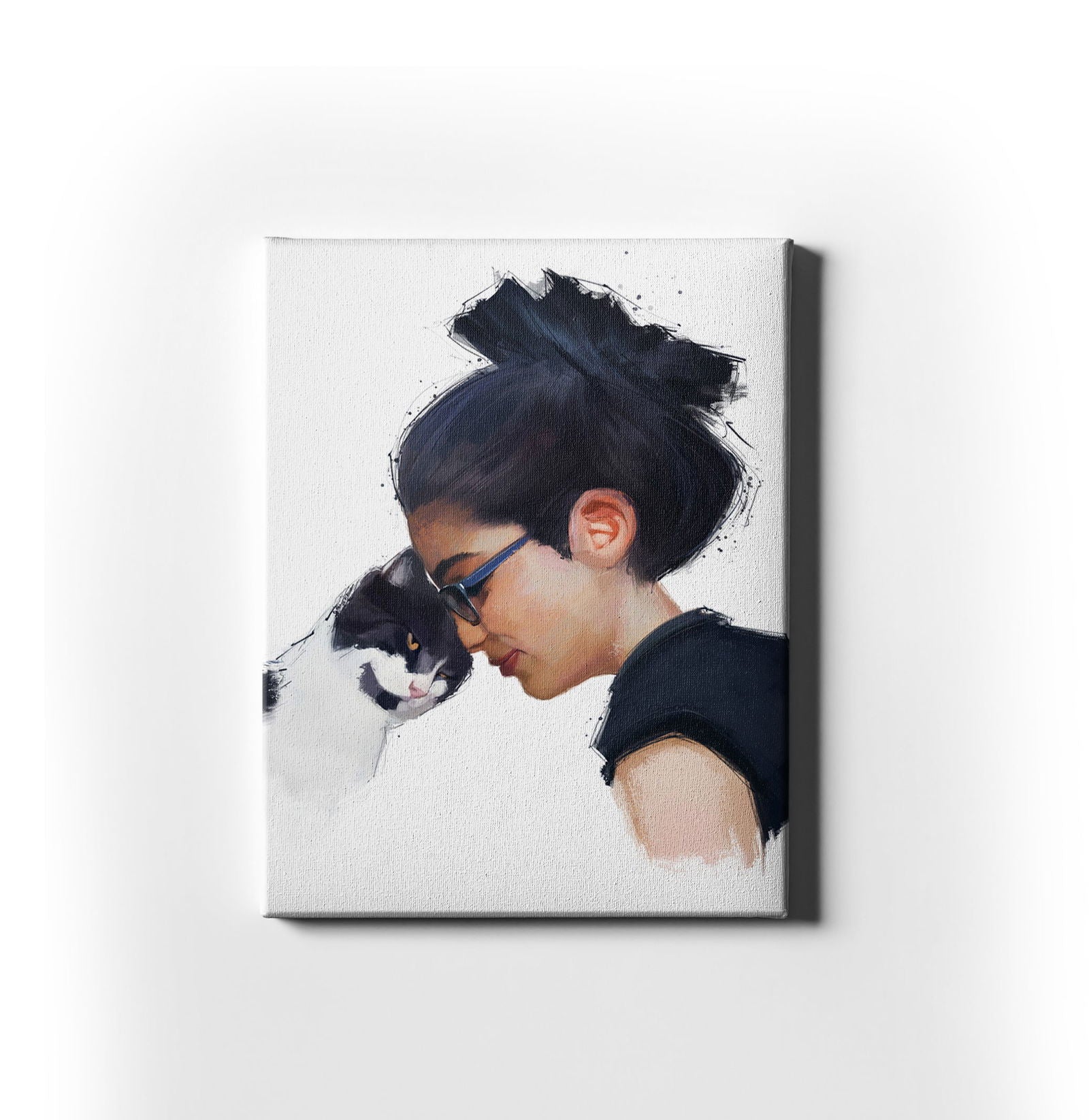 Personalised Gouache Portrait - Mum&Cat - Sharpstrokez