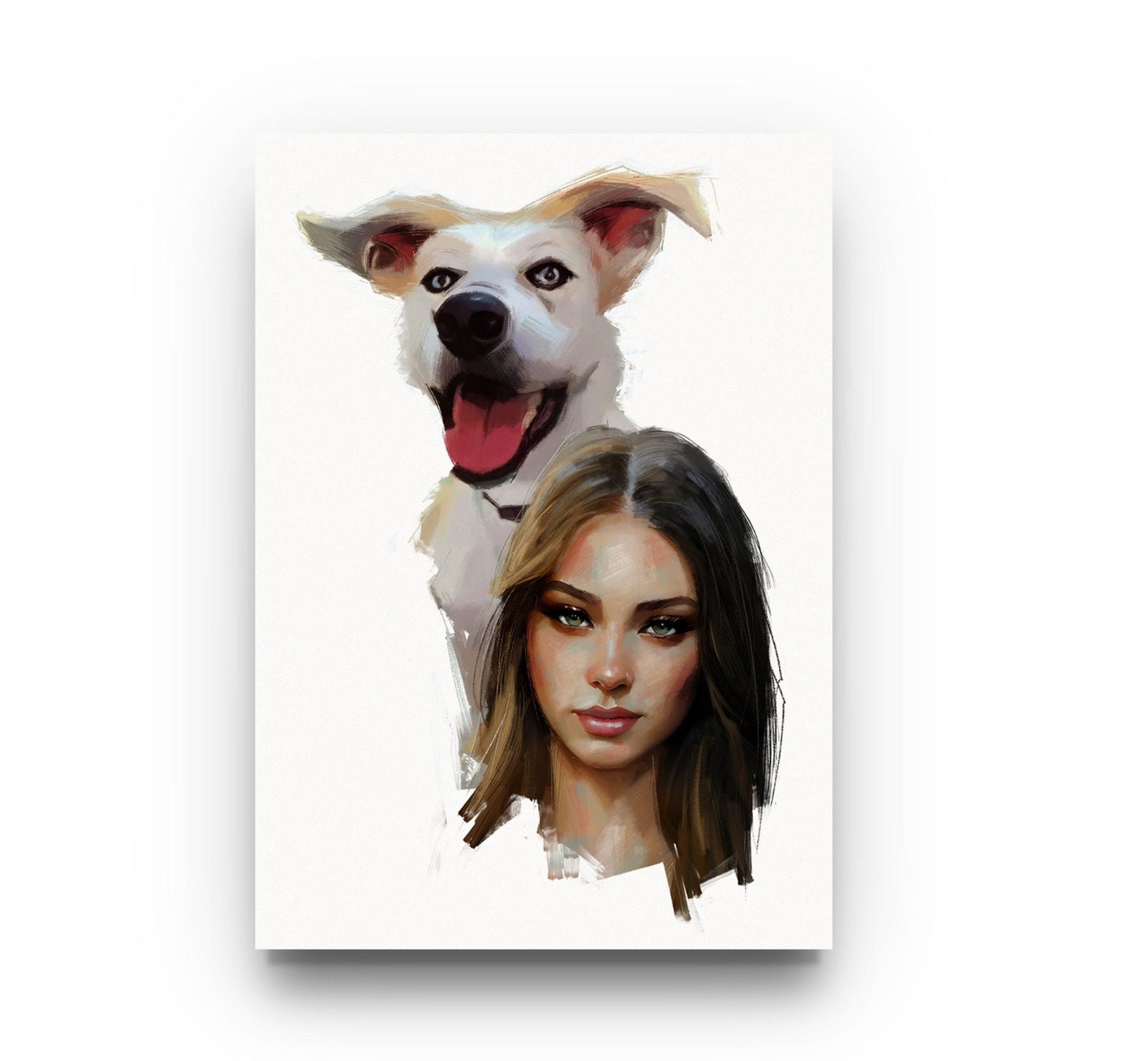 Personalised Gouache Portrait - Mum&Dog - Sharpstrokez