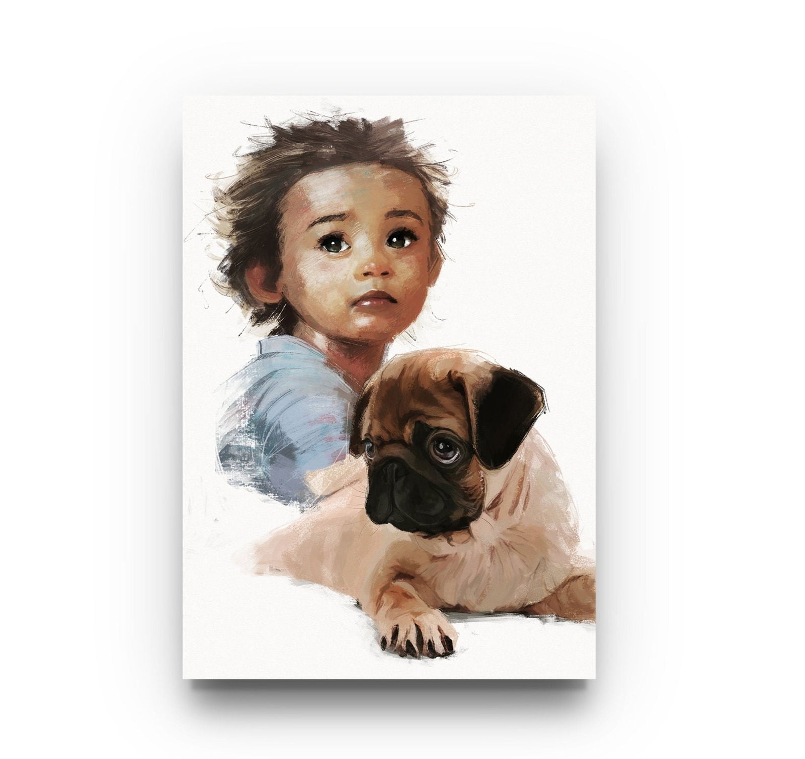 Personalised Gouache Portrait - Mum&Dog - Sharpstrokez