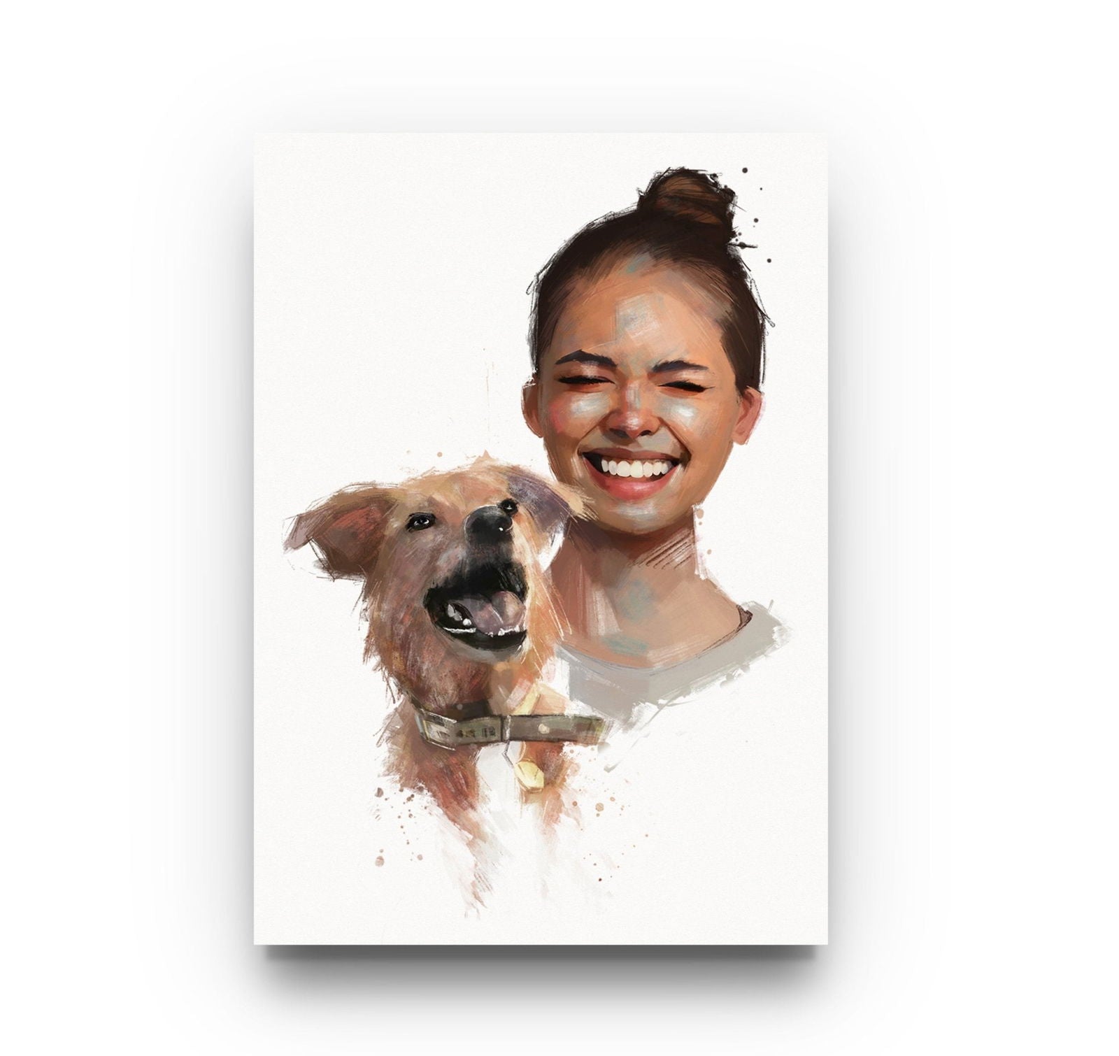 Personalised Gouache Portrait - Mum&Dog - Sharpstrokez