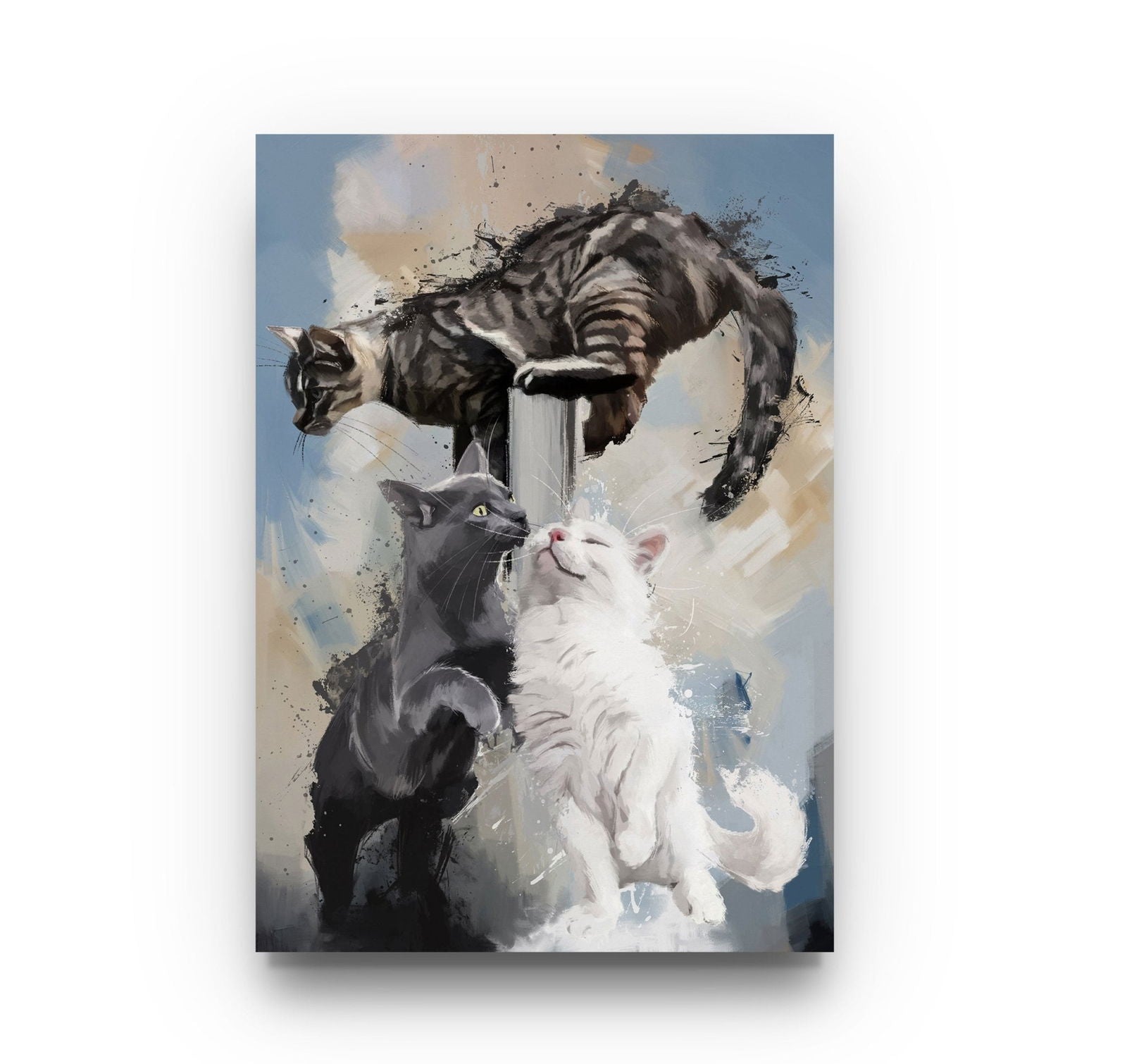 Personalised Gouache Portrait - Three Pets - Sharpstrokez