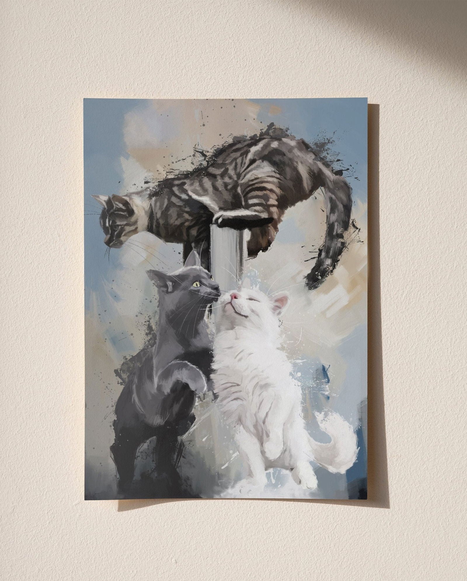 Personalised Gouache Portrait - Three Pets - Sharpstrokez