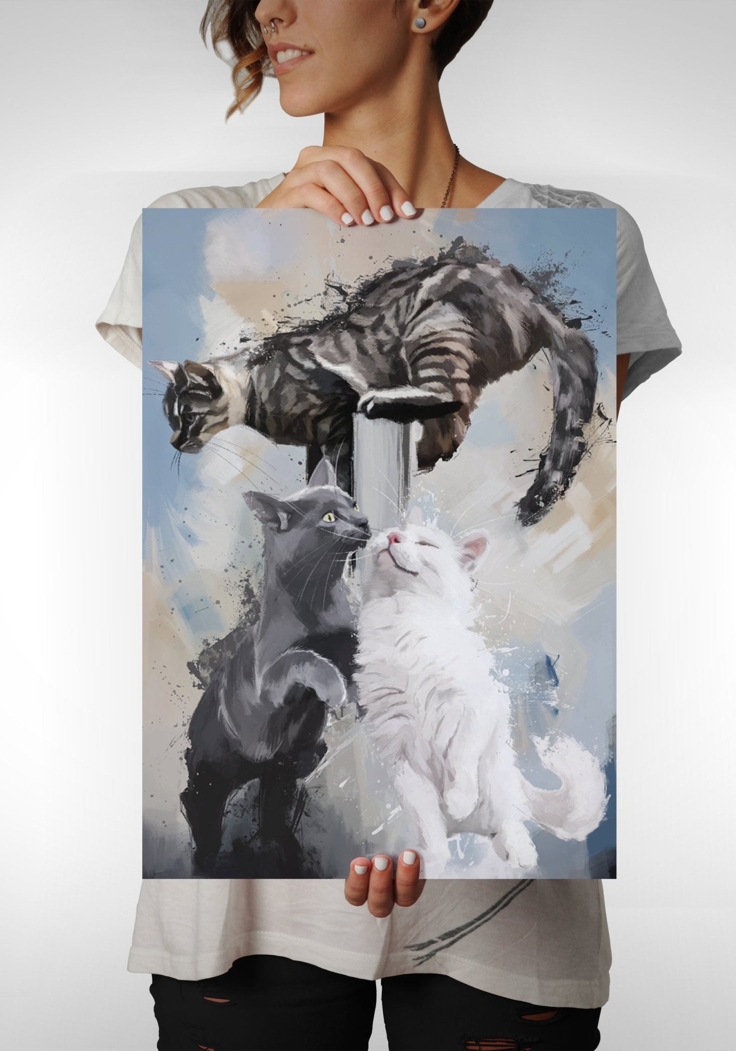Personalised Gouache Portrait - Three Pets - Sharpstrokez