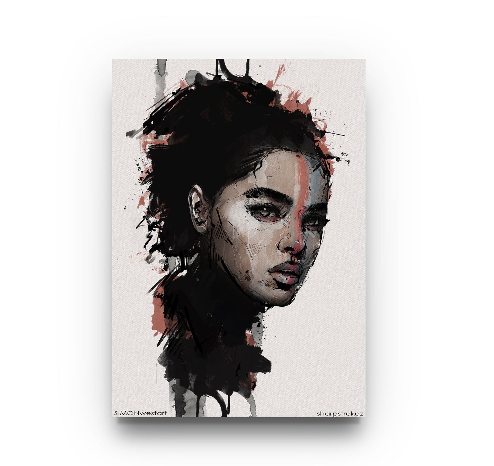 Personalised Watercolour and Pen Woman Portrait - Sharpstrokez