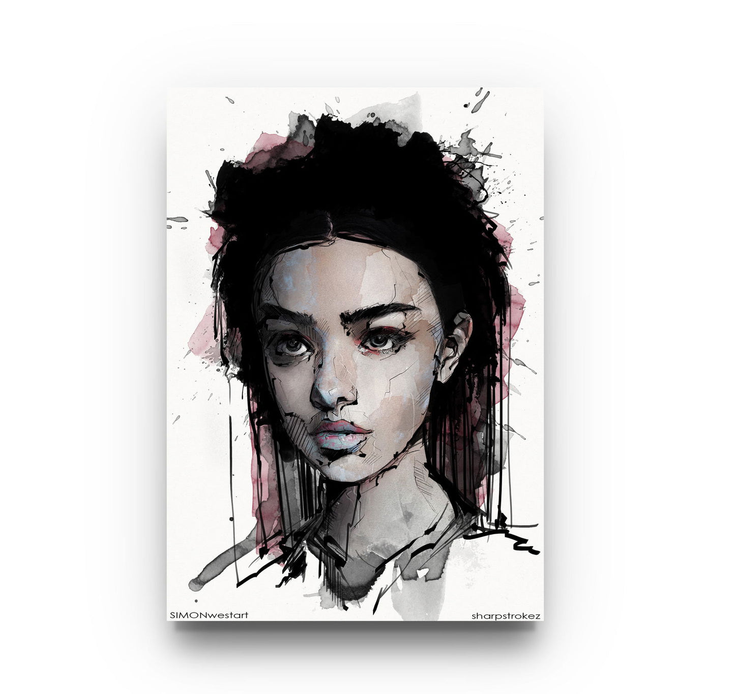 Personalised Watercolour and Pen Woman Portrait - Sharpstrokez