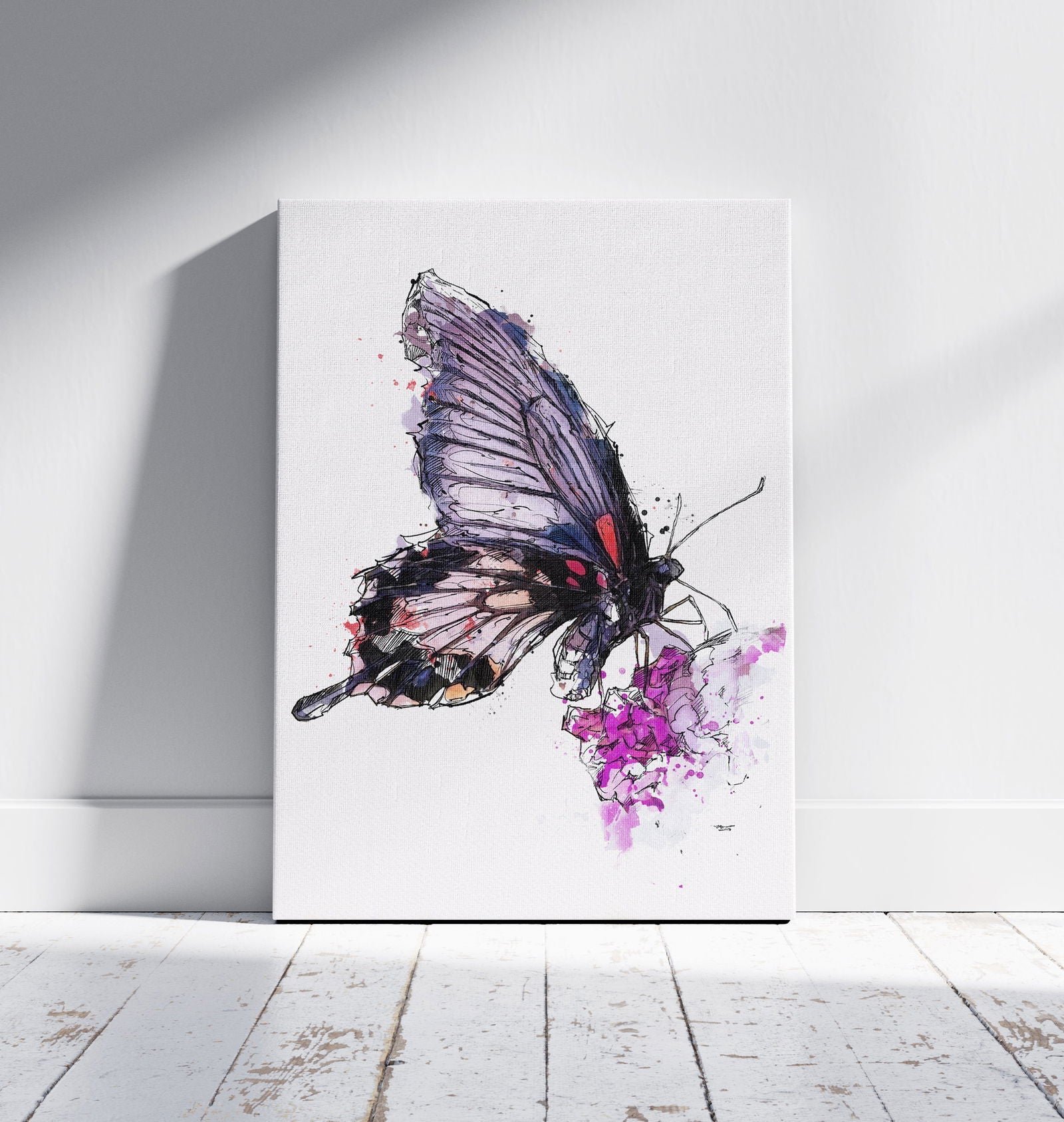 Watercolour and Pen Animal Art Butterfly - Sharpstrokez