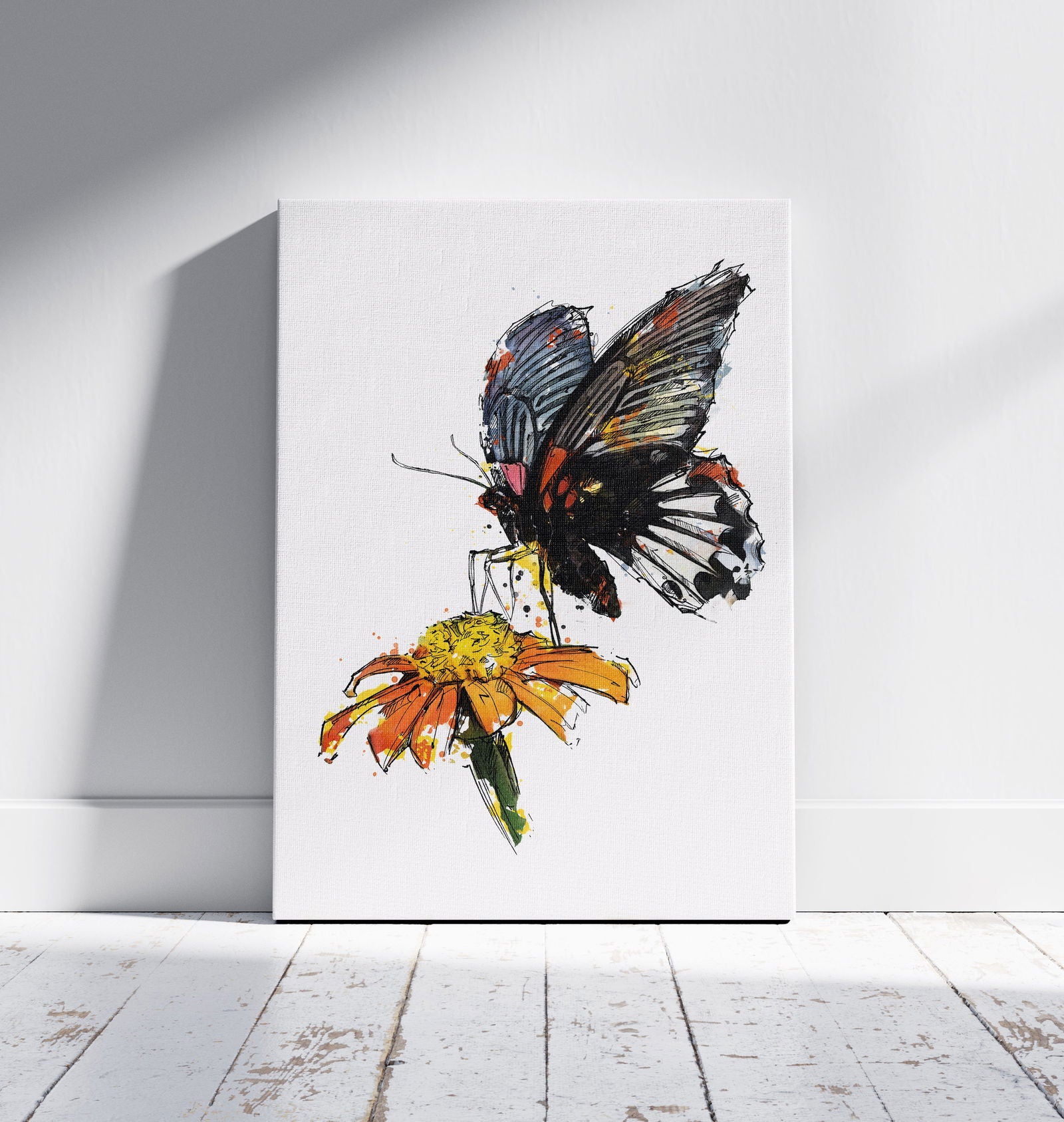 Watercolour and Pen Animal Art Butterfly - Sharpstrokez