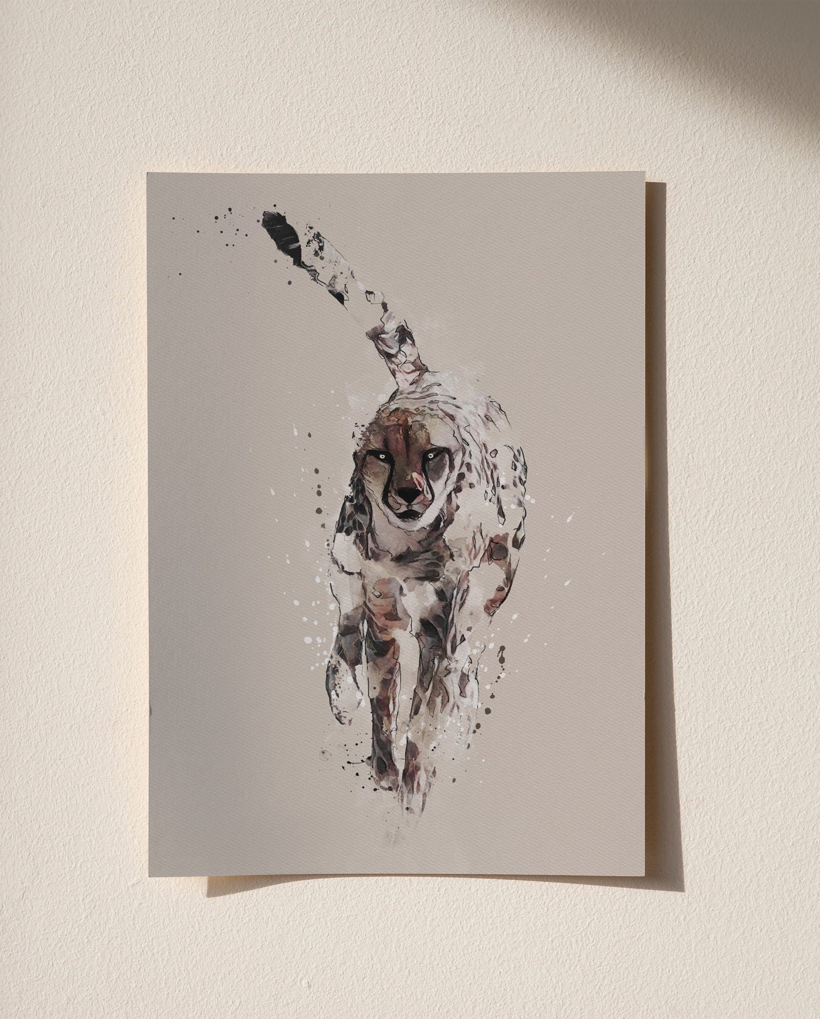 Watercolour and Pen Animal Art Cheetah - Sharpstrokez