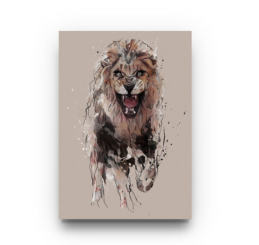 Watercolour and Pen Animal Art Lion - Sharpstrokez