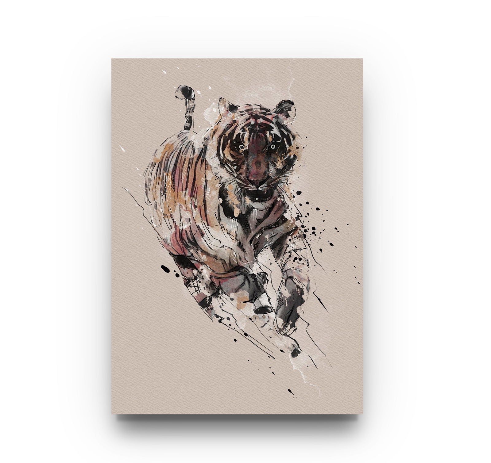 Watercolour and Pen Animal Art Tiger - Sharpstrokez