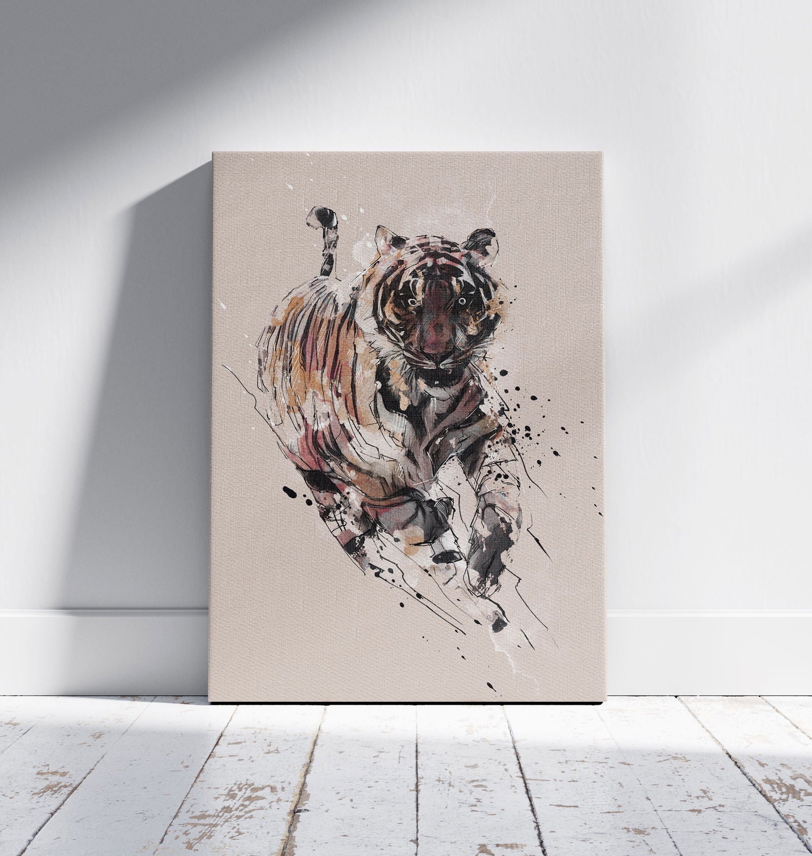 Watercolour and Pen Animal Art Tiger - Sharpstrokez