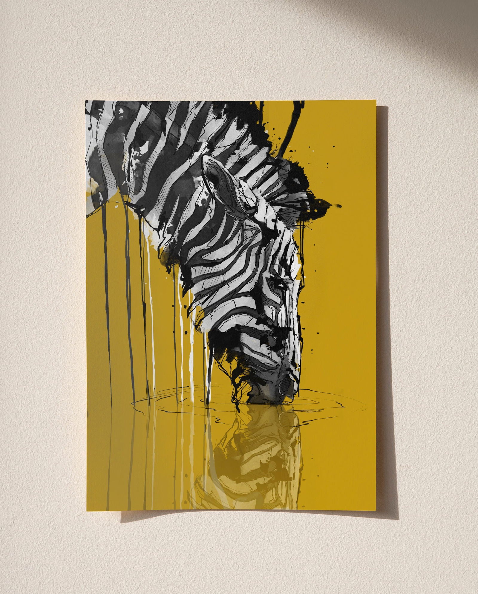 Watercolour and Pen Animal Art Zebra - Sharpstrokez