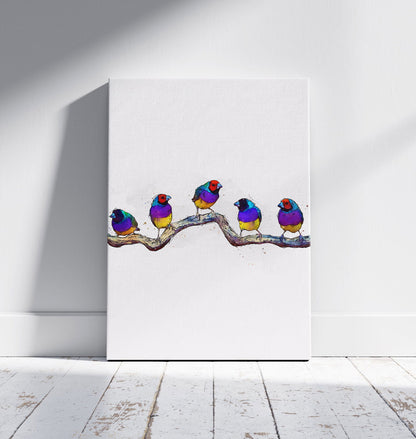 Watercolour and Pen Finches Art - Sharpstrokez